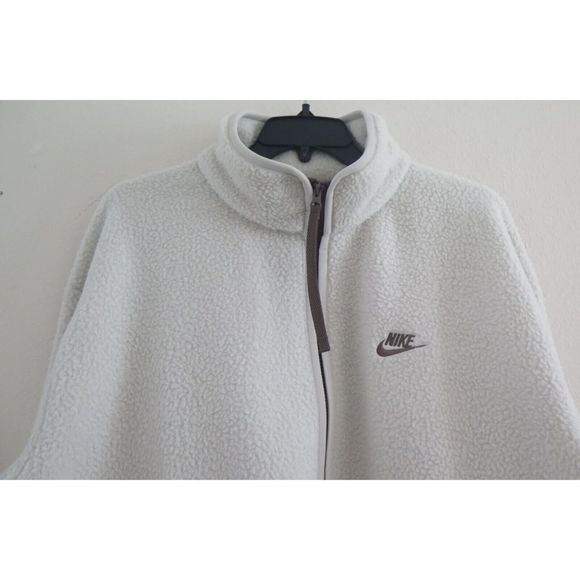 Nike DD5021 Mens Sz 2XL Cream/Gray Sportswear Sherpa Fleece Full-Zip Jacket $150 - Picture 3 of 5